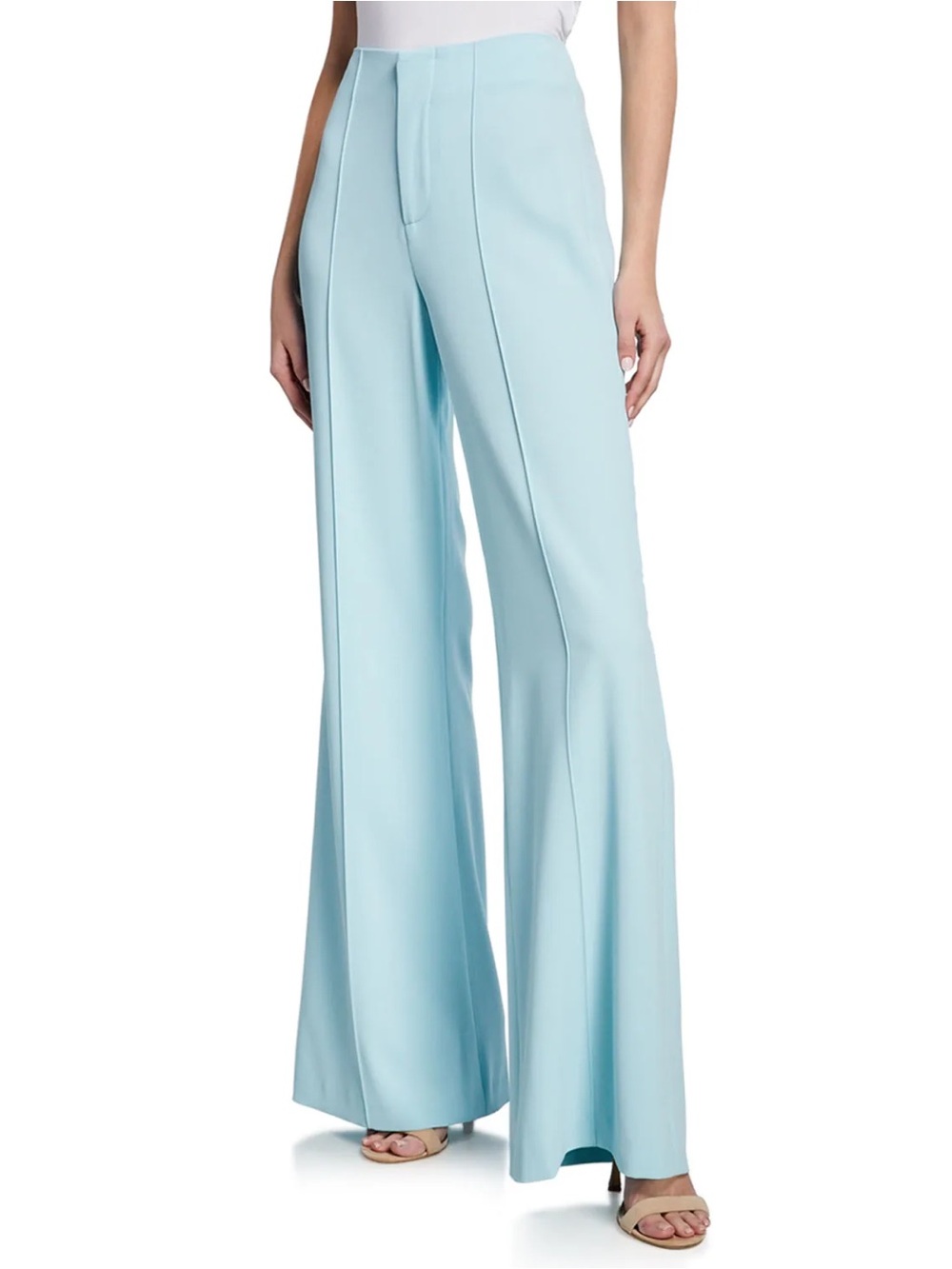 Alice + Olivia | Womens Dylan High-Waist Wide-Leg Pintuck Pants, Light Blue